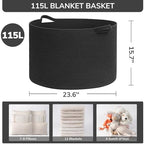 INDRESSME 115L Extra Large Woven Rope Blanket Basket Living Room, Black - Image 2