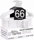 66 Pack White Velvet Hangers Non Slip, Felt Hangers by TheBoringHangers