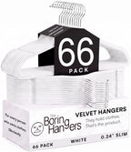 66 Pack White Velvet Hangers Non Slip, Felt Hangers by TheBoringHangers