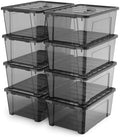 8 Pack Black Clear Plastic Storage Bins with Lids/Handle, Stackable Small Latching Storage Boxs for Organization （ 5 Quart ） by YYXB