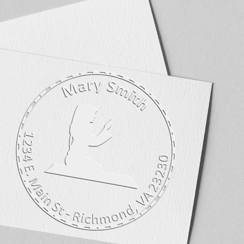 Personalized Home Address Embossing Seal - Customized 1-5/8 Round Soft Seal Embosser for Return Addresses, Ideal for Muslim Families, Elegant Morning Prayers Design, for Invitations & Stationery by AcornSalesCo