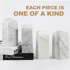 Koville Italian Carrara Marble Bookends for Shelves, Decorative Book Ends, 7lbs Heavy-Duty Marble Book Holders, Bookshelf Apartment Decor for Normal Books/CD/Video Games - Image 6