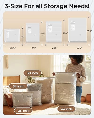 BAGSMART Vacuum Bags for Clothing with Rechargeable Air Pump, 24 Pack-Gray - Image 5