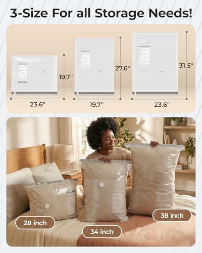 BAGSMART Vacuum Bags for Clothing with Rechargeable Air Pump, 12 Pack-Gray - Image 5