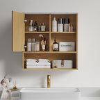 FerniTry Farmhouse Bathroom Wall Cabinet Fluted,Medicine Cabinet Over The Toilet Storage Cabinet with Adjustable Shelf, Wood Wall Mounted Storage Cabinet Organizer (Oak, Medium) - Image 2