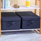 HOONEX Foldable Storage Bins with Lids, Pack of 2, Storage Boxes with 2 Carrying Handles and Heavy Cardboard, 16.5" L x 11.8" W x 7.5" H for Shoes, Clothes, Blue - Image 4
