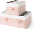 GRANNY SAYS Closet Shelf Baskets with Label, Pink&Ivory, Large, 3-Pack by GRANNYSAYS