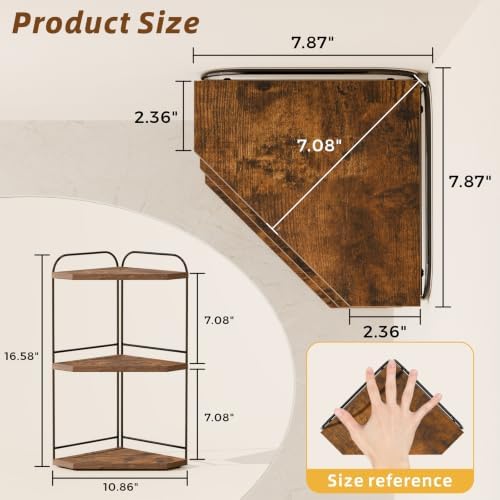 2 Pack Corner Bathroom Counter Organizer, 3-Tier Wood Countertop Organizer - Image 2