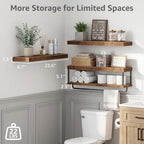 QEEIG Long Bathroom Floating Shelves Over Toilet (Brown, Set of 3, 23.6") - Image 3