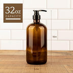32 Ounce Glass Shampoo and Conditioner Dispenser Bottle with Pump, Shower - 1 Liter Body Wash Dispenser for Shower & Laundry Detergent Dispenser- by Kitchentoolz - Set of 2 - Image 2