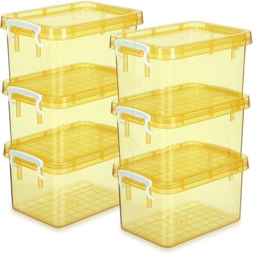 Wenqik 6 Pack Colorful Plastic Storage Bins with Lids, Yellow by Wenqik