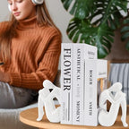 White Decorative Bookends, Girl Thinker Design, Modern Resin Book Stoppers, Non-Skid Heavy Duty, 1Pair/2Piece - Image 5