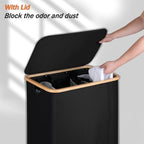 efluky Laundry Hamper 3 Section with lid and 3 Removable Bags, Black - Image 3