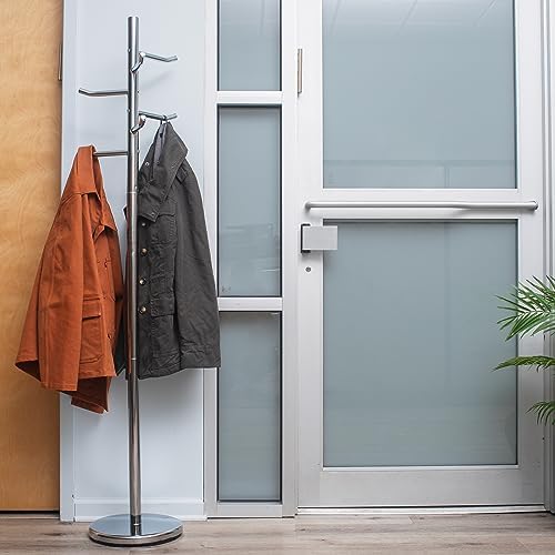 Mind Reader Freestanding Coat Rack, Multi-Hook Organizer for Office or Entryway, Metal, Silver - Image 2