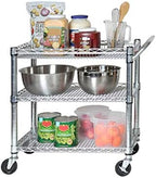 Seville Classics UltraDurable NSF Commercial Heavy Duty Metal Rolling Utility Cart, Handle Bar for Restaurant, Garage, Warehouse, Kitchen, Office, Deep Top Basket (34.8"W x 18.25"D) - Image 2