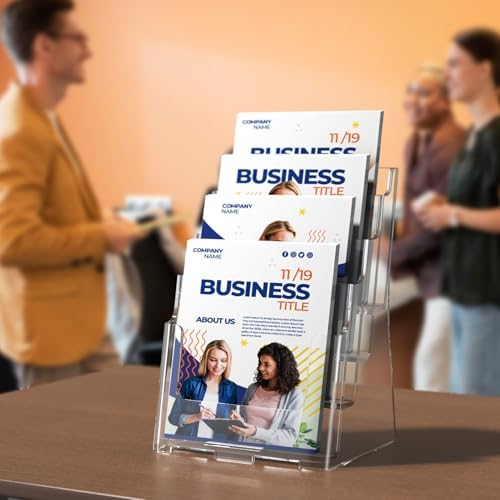 MaxGear Acrylic Brochure Holder 6"x9", 4 Tier, 2 Pack - Image 6