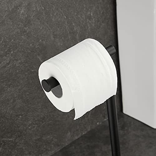 Toilet Paper Holder Stand SUS304 Stainless Steel Freestanding Toilet Wipes Dispenser Modern Bathroom Storage Floor Free Standing Toilet Tissue Roll Holder, Matte Black Finish - Image 3