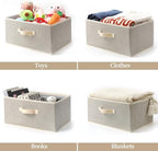 Storage Baskets, 15.7-Inch Woven Fabric Bins, Storage Cubes with Reinforced Handles, Organizer Bins for Closet Shelves, Foldable, for Toys, Clothes, Natural Beige (4PCS/Beige-15.7*11*7.8inch) - Image 4