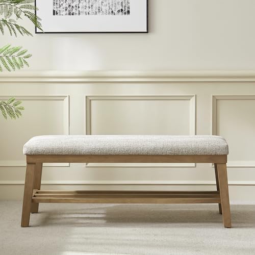 VKNOW Entryway Bench, Storage Shoe Bench with Rubberwood Legs, Brown - Image 6