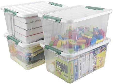 36 Quart Large Plastic Storage Box, Clear Plastic Storage Totes, 4 Packs by Neadas