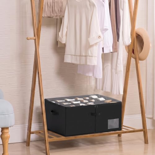 Shoe Organizer for Closet,Foldable Box with Clear Cover,Adjustable dividers - Image 2