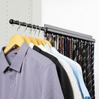 BaiNong Adhesive Valet Rod for Closets Pull Out 16.5" Black with 10 Hooks by BaiNong