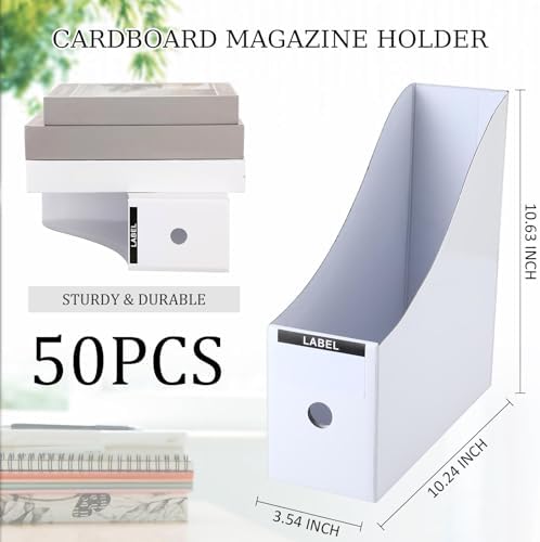 Geyee 50 Pcs Cardboard Magazine Holder Magazine File Holder, White - Image 2