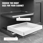 Seinloes 4 Pack Expandable Pull Out Cabinet Organizer 21"Deep With Raising Pad for Framed Cabinets,Upgrade 3 Slide Rails Slide Out Drawers,No Drill Roll Out Shelves,Adjustable Width 12.1"-20.4" White - Image 3