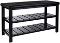 Finnhomy 3-Tier Shoe Rack Bench Cushion. Holds Up to 400 lb Rack, for Entryway, Bedroom, Hallway, Accent Furniturn, Elegant Black Wood by Finnhomy