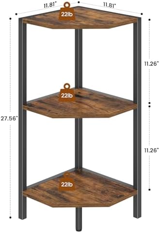 Creso hom Corner Shelf, 3-Tier Industrial Corner Bookshelf with Metal Frame - Image 3
