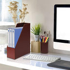 6 Piece Office Supplies/Desk Organizer Set with Desktop Leather Writing Pad,File Paper Tray,Magazine folder Holder, Pen Cup,Sticky Note Holder,Letter Mail Sorter,Workspace Decor for Women Men Brown - Image 5