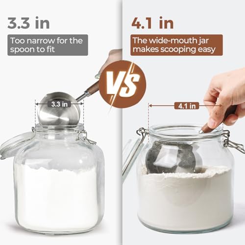 ComSaf Glass Pantry Jars with Airtight Lids 74 oz 2 Pack Large Wide Mouth - Image 3