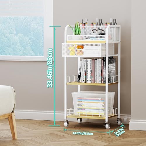 HapiRm Makeup Organizer Storage Cart - Floor Skincare Make Up Organizers with 4 Drawers, Rolling Makeup Cart Vanity Organizer Cosmetics Display Cases Holder for Skin Care Nail Polish Pure White - Image 6