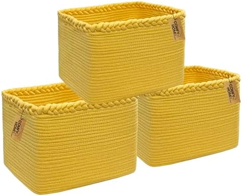 COMFY-HOMI 3PACK Cotton Rope Square Basket with Handles for Shelves| Storage|Baby Basket for GIF|Shoe Basket for Organizing|New13.5" x 11" x 9.5" for Living Room by COMFY-HOMI