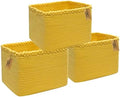 COMFY-HOMI 3PACK Cotton Rope Square Basket with Handles for Shelves| Storage|Baby Basket for GIF|Shoe Basket for Organizing|New13.5" x 11" x 9.5" for Living Room by COMFY-HOMI