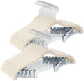 48-Pack Beige Velvet Hangers with Clips Adjustable,Adult Hangers,Heavy-Duty,Felt,Non-Slip,Space Saving,Slim Outfit Hanger for Pants, Skirts, Suits,Coats, Dresses ect. by Uilmart