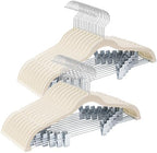 36-Pack Beige Velvet Hangers with Clips Adjustable,Adult Hangers,Heavy-Duty,Felt,Non-Slip,Space Saving,Slim Outfit Hanger for Pants, Skirts, Suits,Coats, Dresses ect. by Uilmart