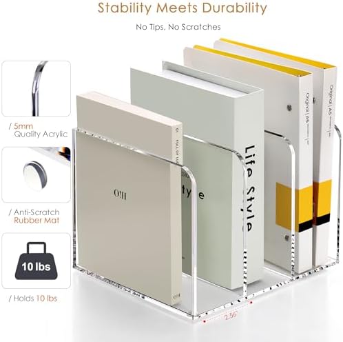 SANRUI Clear Acrylic Vertical Magazine File Organizer with 3-Slot, Clear - Image 4