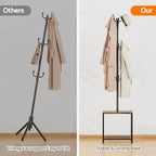 Coat Rack Freestanding, Hat Rack Hall Tree with Bench and Shoe Storage, 3-in-1 Coat Hanger Purse Rack Bag Rack Coat Tree Clothes Tree, Vintage Entryway Corner Coat Rack with Shoe Storage - Image 6