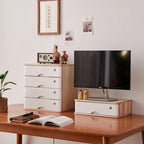 4-Tier Wooden Storage Cabinet, Dsmall File Cabinet, Office Supplies A4/Receipt File Organizer, Desk Storage Organizer With Lockable Drawers, Home Office Storage Cabinet,Wood+White40*28*40.5Cm - Image 3