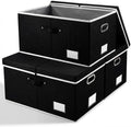 PRANDOM Storage Boxes with Lids [3-Pack] Fabric Collapsible Storage Bins Organizer Containers Baskets Cube with Cover for Home Bedroom Closet Office Nursery Black（23.4X15.9X11.5 by Prandom
