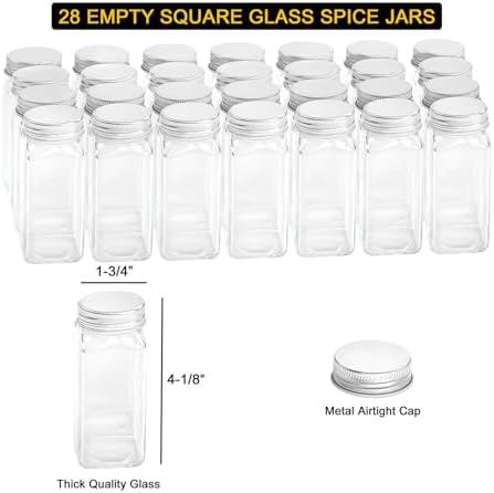 SpaceAid Spice Rack Organizer with 32 Spice Jars, 386 Spice Labels, Chalk Marker and Funnel Set for Cabinet, Countertop, Pantry, Cupboard or Door & Wall Mount - 32 Jars, 15.3" W × 10.8" H, Black - Image 5