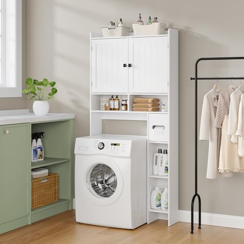 RRX Over The Toilet Storage Cabinet, Bathroom Above Organizer (Milky White) - Image 7