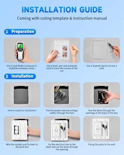 in Wall Cable Management Kit for TV, Recessed Outlet with USB, TV Cable Hider Wall Kit, Wall Cable Management for Low Voltage, TV Cord Hider for Wall Mounted TV, White - Image 5