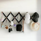 SKOLOO Hat Rack for Wall with 14 Hooks, Solid Wooden, Modern, Expandable Coat Rack Wall Mount for Coats, Hats, Bags, Baseball Caps, Natural on Black - Image 3