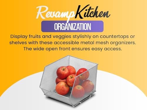 YBM HOME Kitchen Pantry Organizer Wire Baskets for Shelves, Cabinets, Pantry, Countertop, Mesh Open Storage Bin Metal Basket for Organizing Food Supplies, 2 Pack, 15x12x11.5 - Image 4