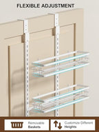 Delamu Over the Door Pantry Organizer, 6 Tier Pantry Door Organizer with Adjustable Basket, Door Spice Rack Seasoning Organizer, Metal Hanging Pantry Organizers and Storage for Kitchen,15.3" White - Image 6