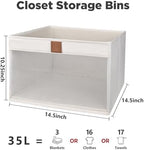 Linen Closet Organizers and Storage, Closet Storage Bins Basket Organizer, Foldable Organization Baskets with Mesh Window for Clothes Towels and Toys, 14.5" x 14.5" x 10.25", Beige, 4 pack - Image 3