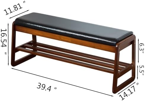 SOBIBO Solid Wood Shoe Rack Bench with Flip-Top Storage, Black, 39.4" - Image 3