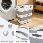 2 Pcs Collapsible Laundry Baskets, 43L Plastic Laundry Hamper for Dirty Clothes Dorm Bedroom, Space Saving Pop-Up Laundry Hamper Container, Foldable Durable Laundry Basket with Handle - Image 3